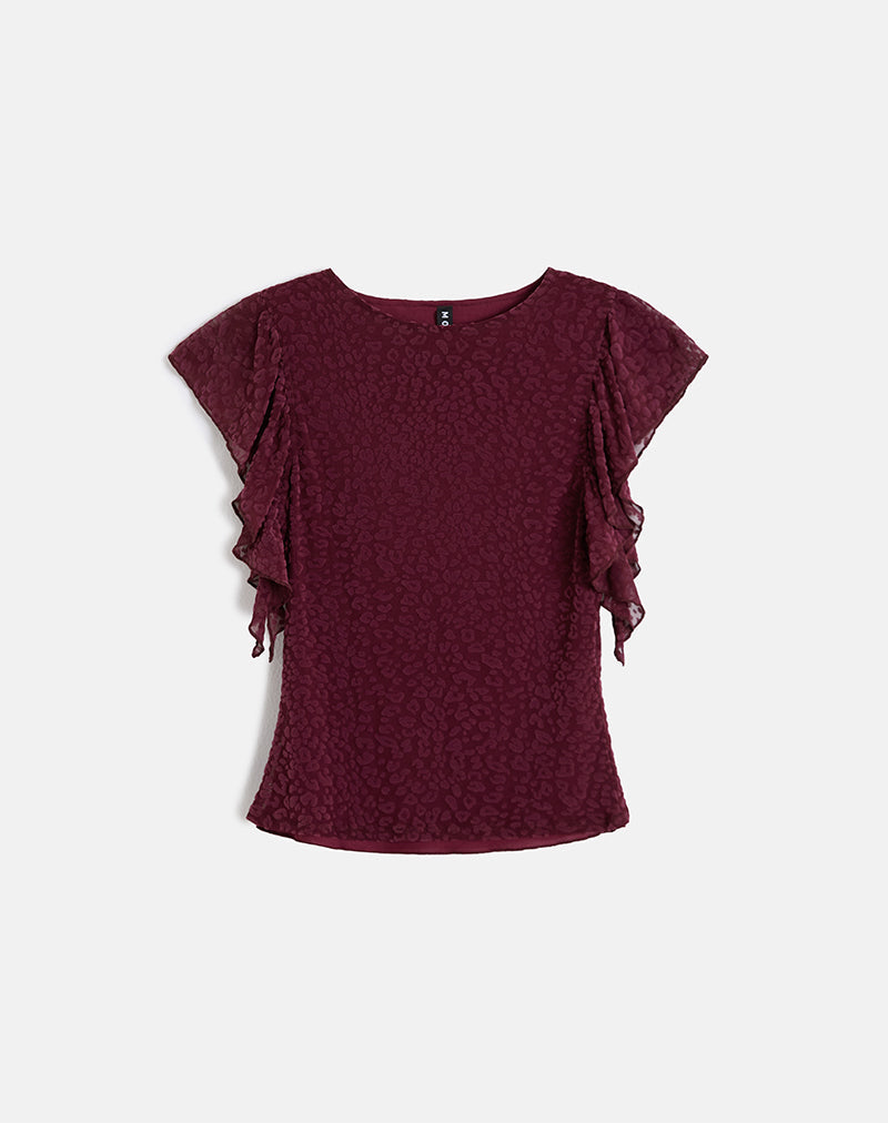 Afbeelding van Harsya Top in Flock Mini Luipaard Plum