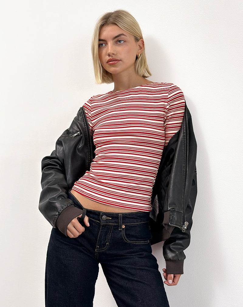 Afbeelding van Haruka Top in Streep Rood en Wit