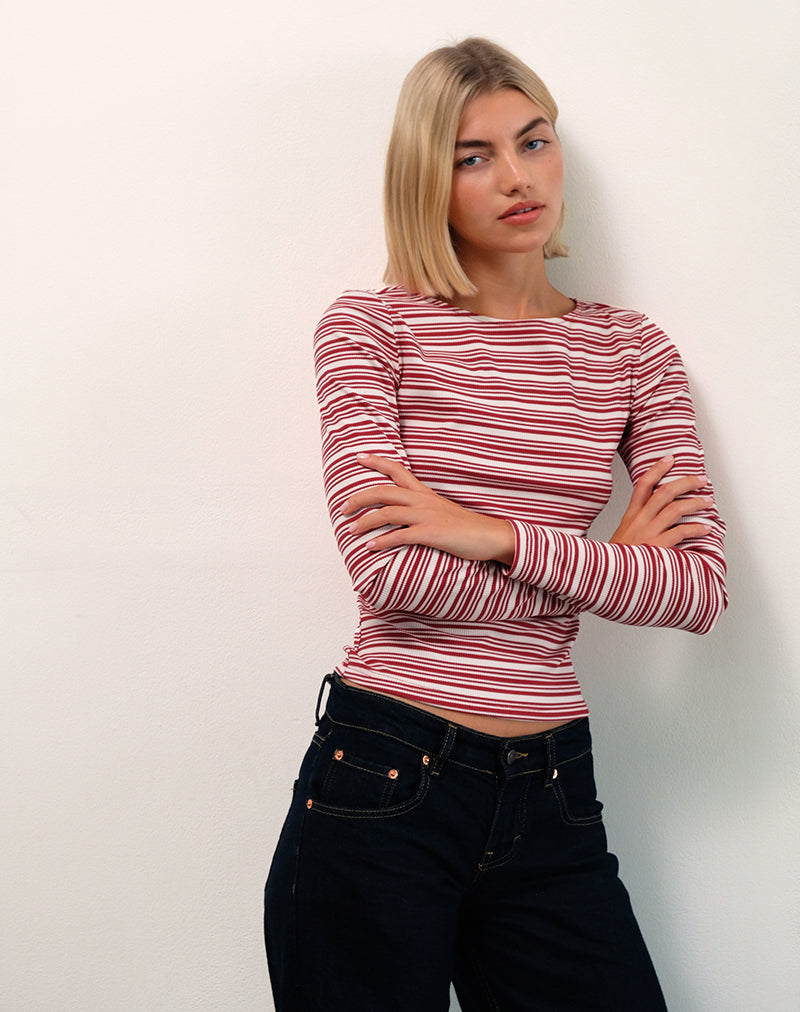 Afbeelding van Haruka Top in Streep Rood en Wit