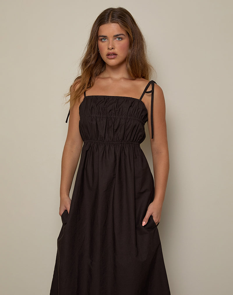 Haruko Midi Dress in Bittere Chocolade
