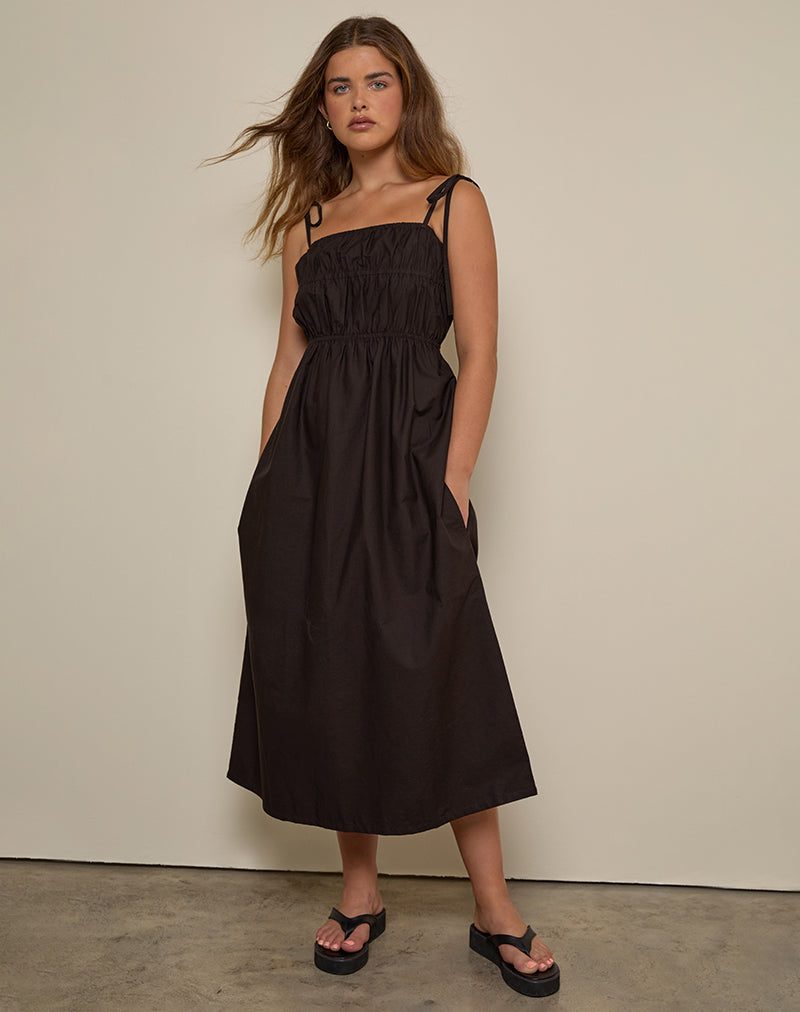 Haruko Midi Dress in Bittere Chocolade