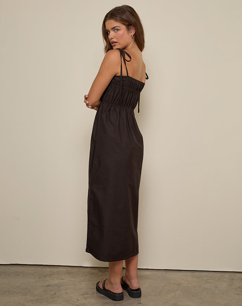 Afbeelding van Haruko Midi Dress in Bittere Chocolade