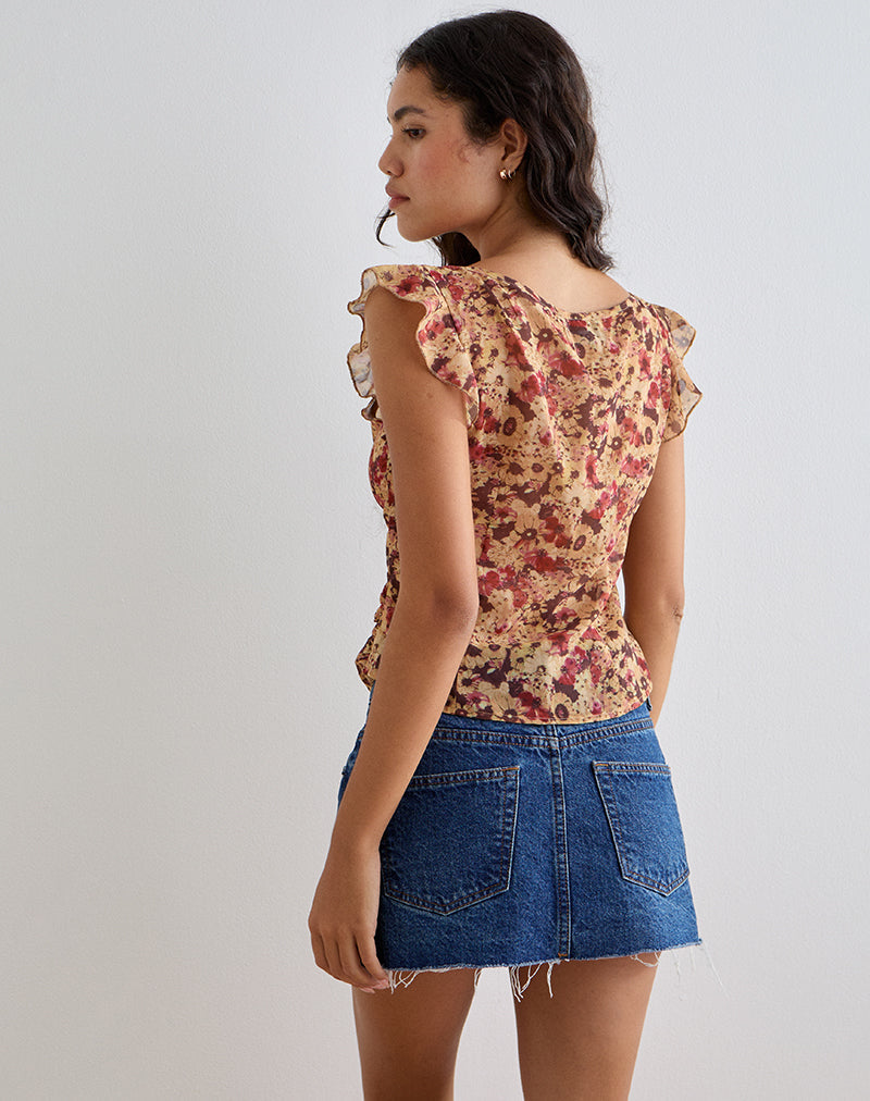 Afbeelding van Heidi Wrap Top in Chiffon Rusty Flower