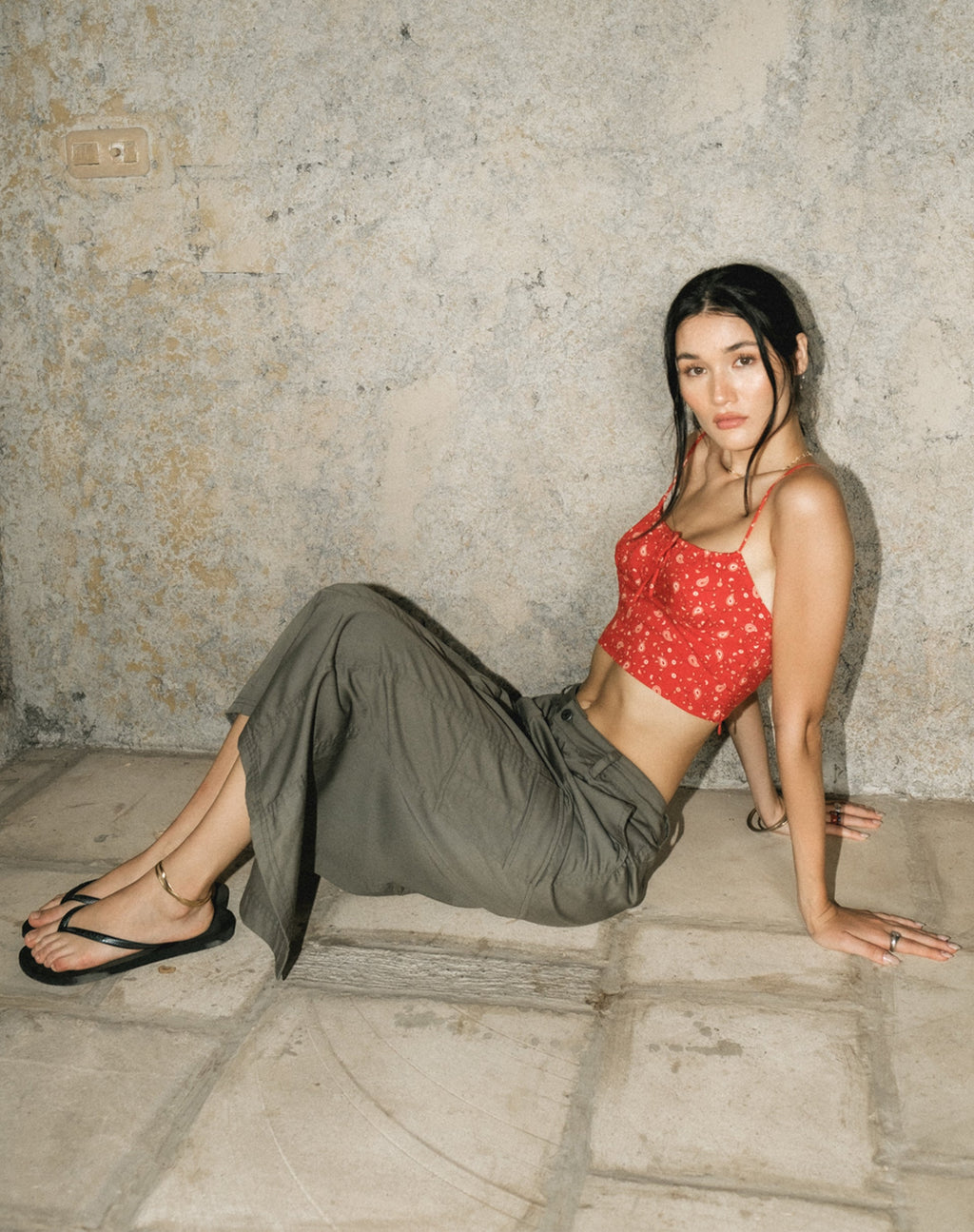 Hema Crop Top in Paisley Fun Rood