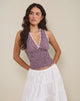 Afbeelding van Hevalis Plunge Top in Mini Gingham Wijn