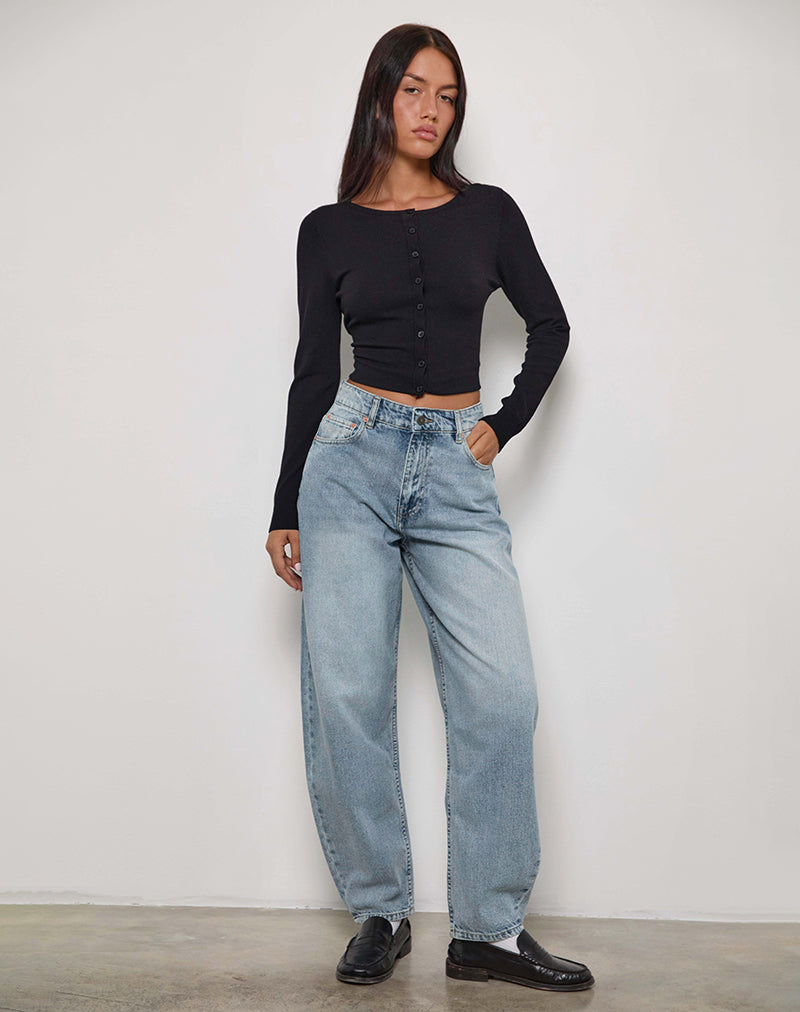 Afbeelding van High Rise Barrel Jean in Bleu