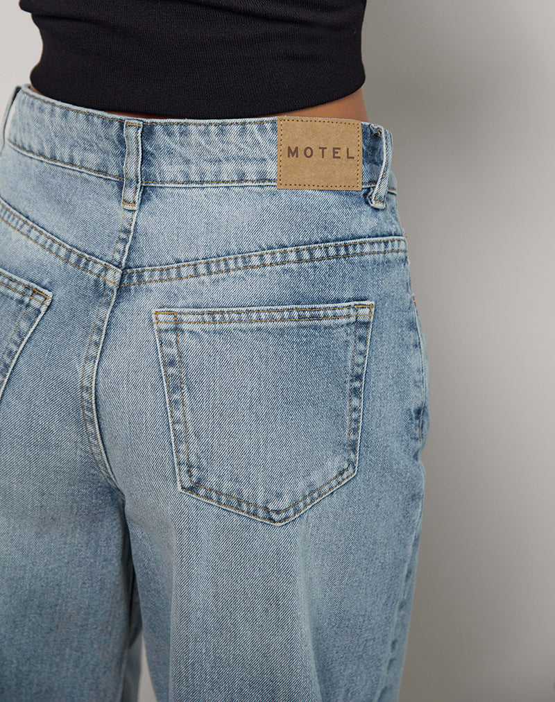 Afbeelding van High Rise Barrel Jean in Bleu