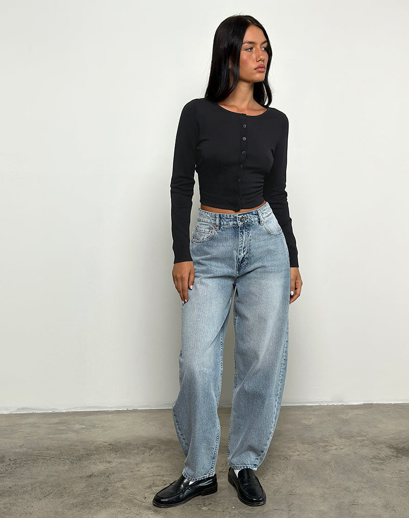 Afbeelding van High Rise Barrel Jean in Bleu