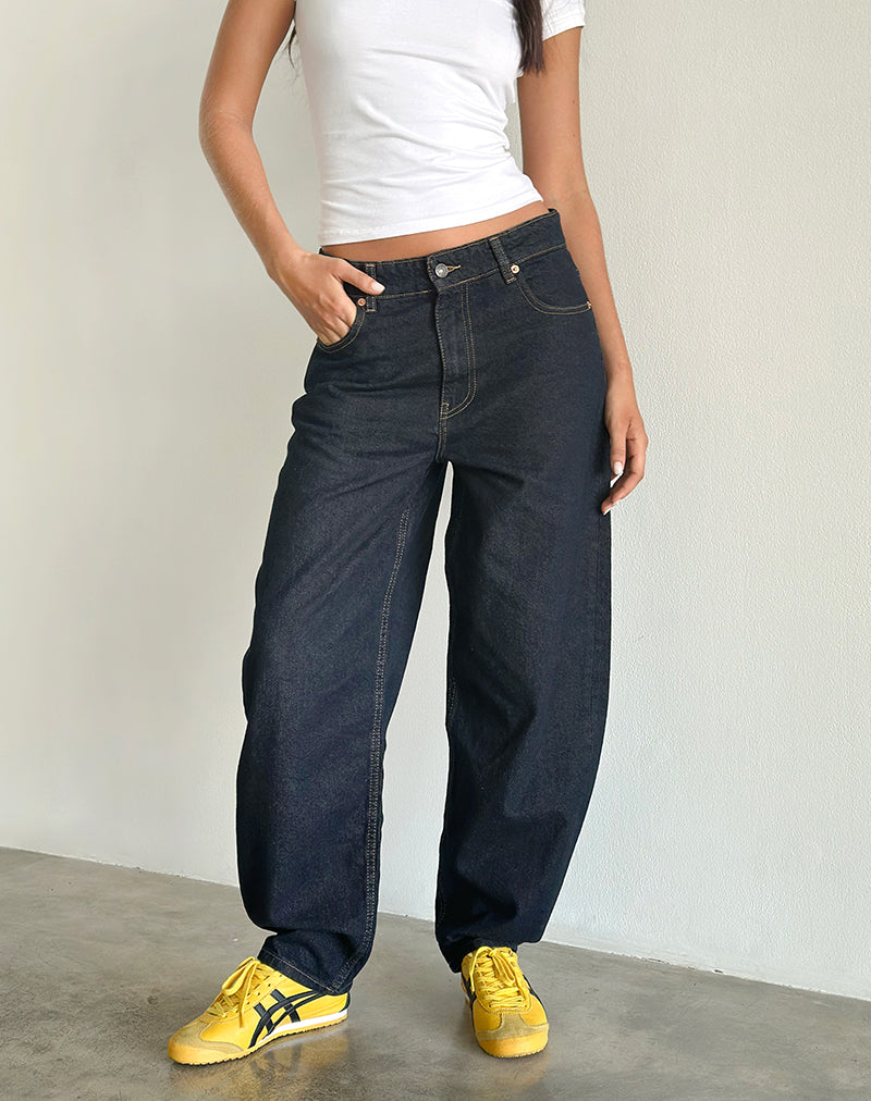 Afbeelding van High Rise Barrel Jean in Indigo