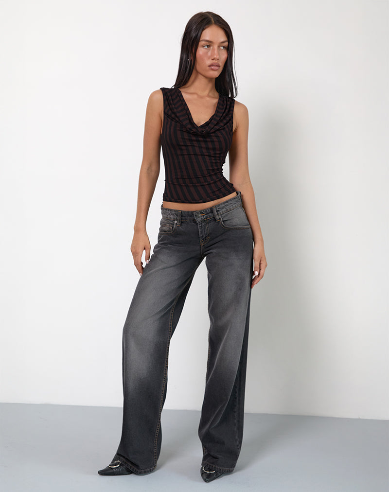 Afbeelding van Hikari Top in diagonaal streep Maroon