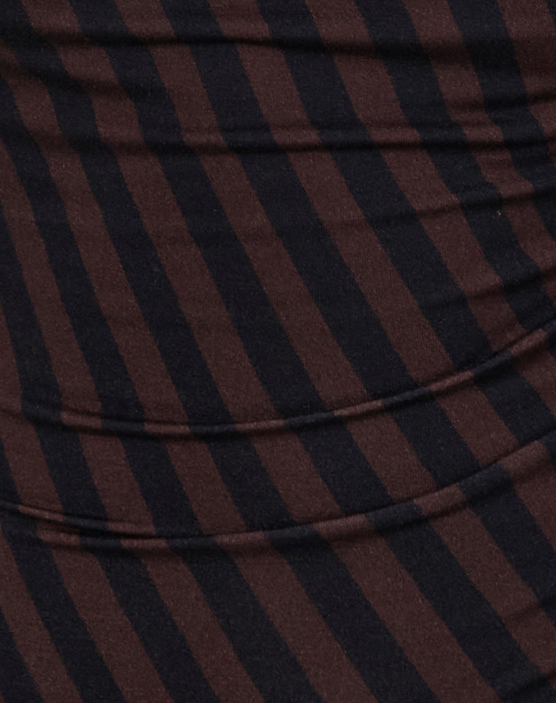 Hikari Top in diagonaal streep Maroon