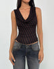 Hikari Top in diagonaal streep Maroon