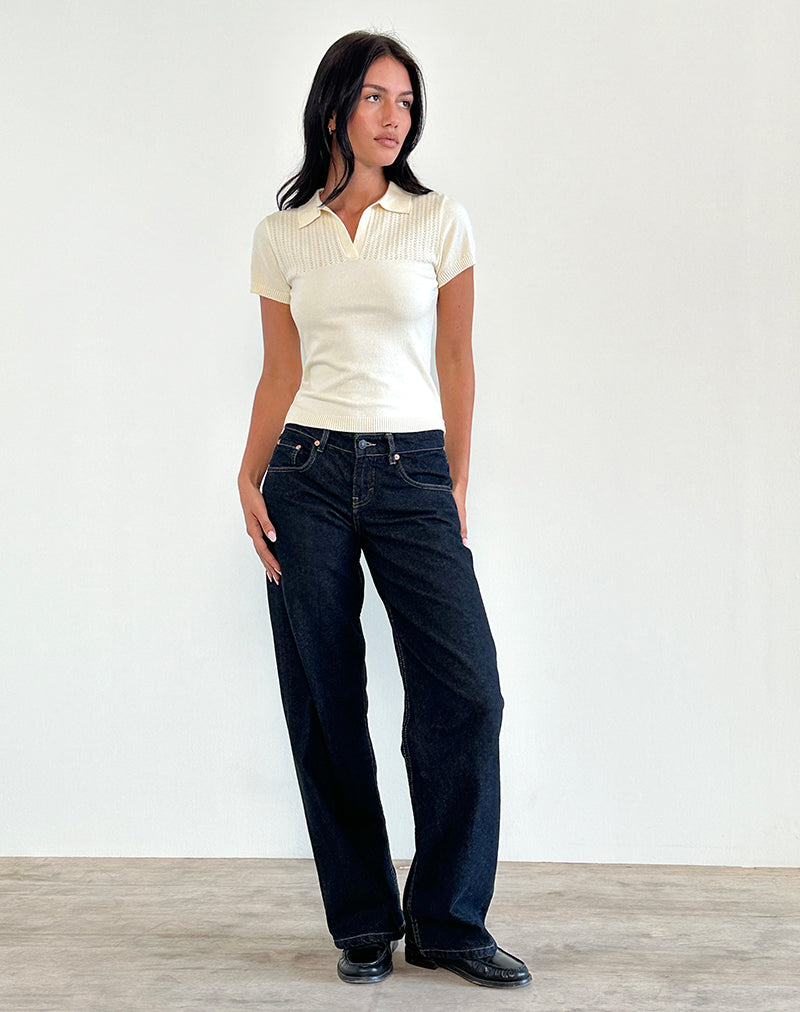 Afbeelding van Hilda Collared Top in Ivory Knit