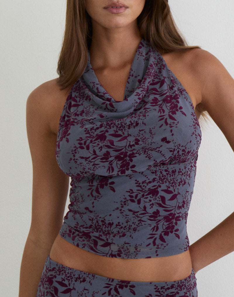 Image of Hineba Top in Fine Leaf Flock Smoke Grey