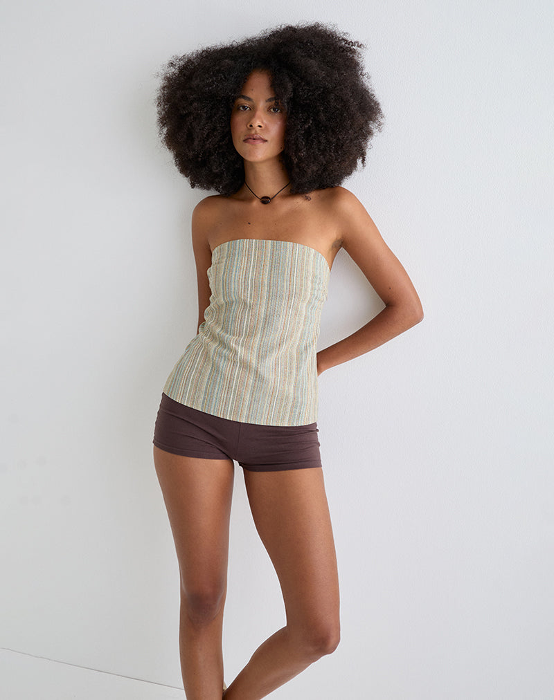 Hisana Bandeau Top in Streep Geel