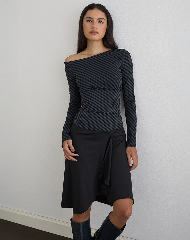 Afbeelding van Hoang Slouch Top in Oblique Stripe Ocean Storm
