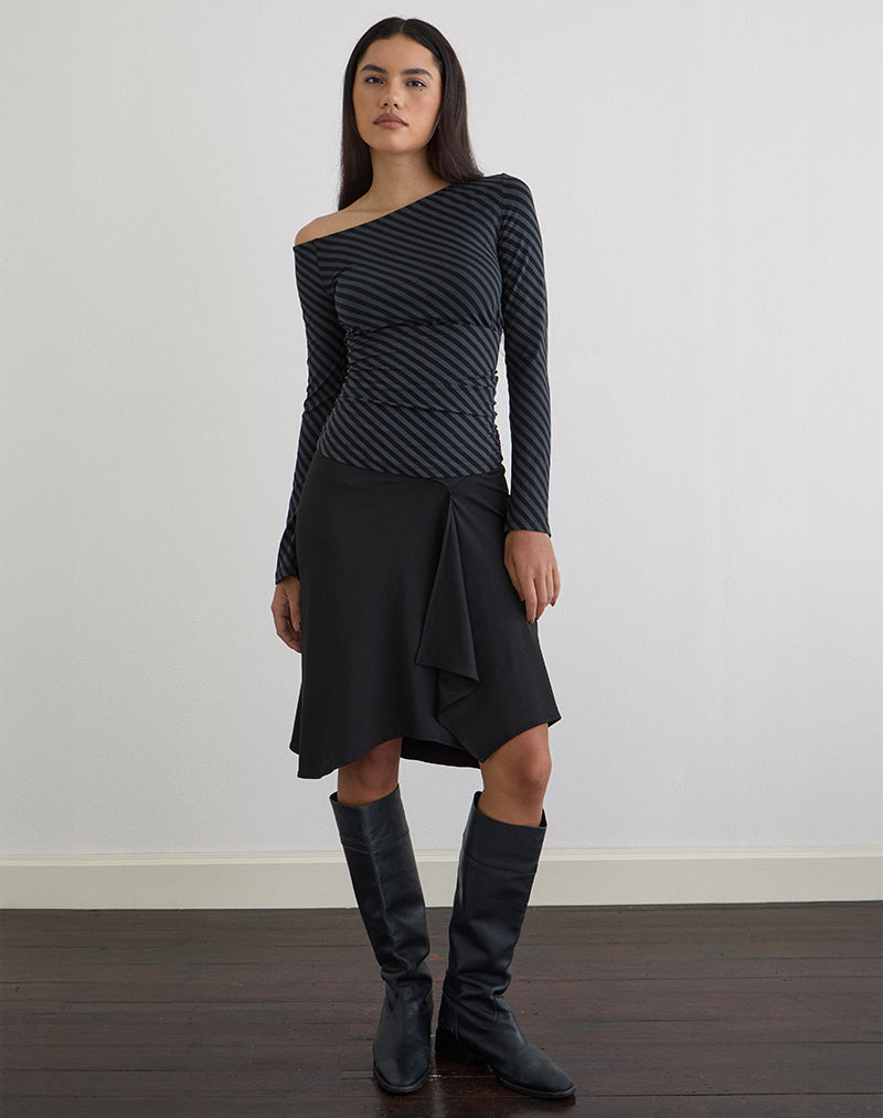 Hoang Slouch Top in schuine streep Ocean Storm