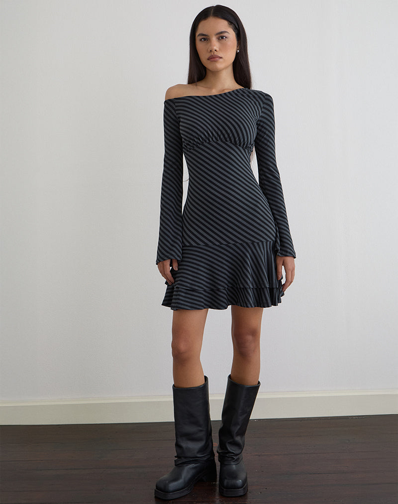 Afbeelding van Hongsai mini-jurk met schuine strepen Ocean Storm