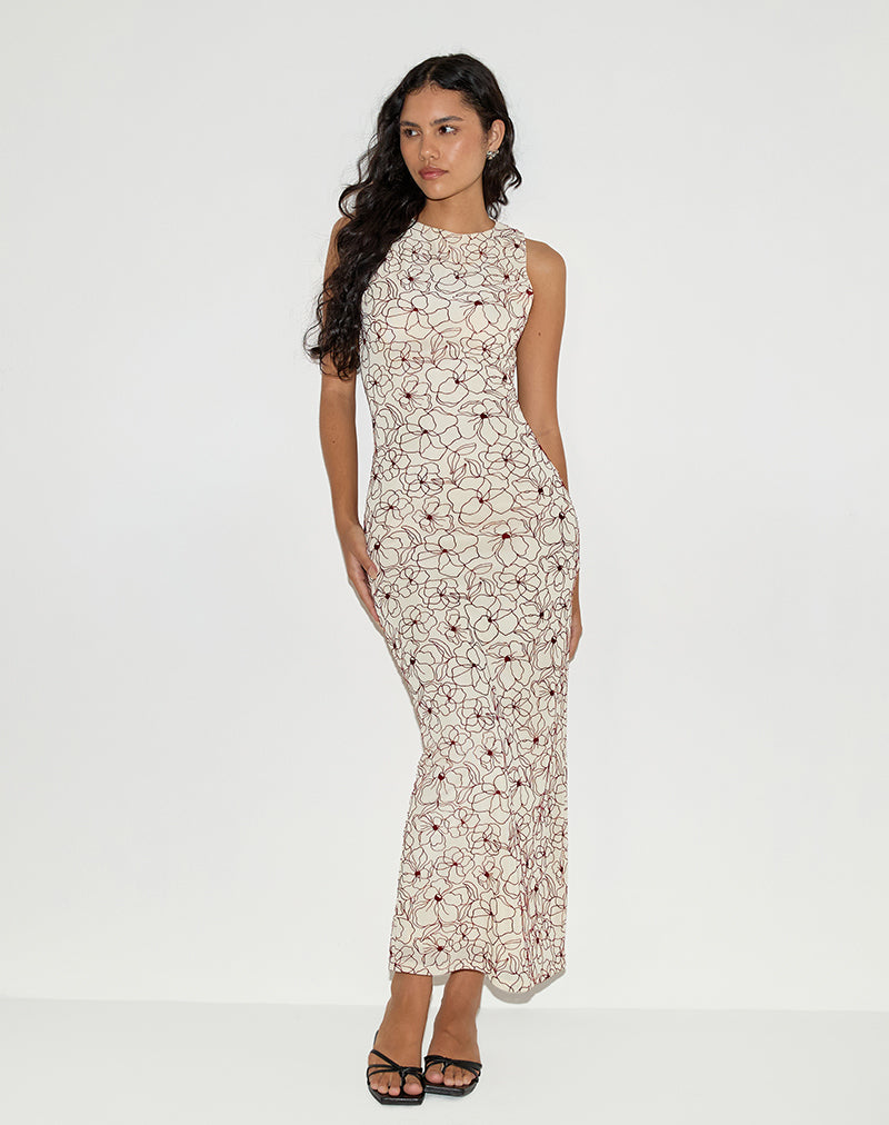 Hoover Maxi Dress in Line Flower Crème