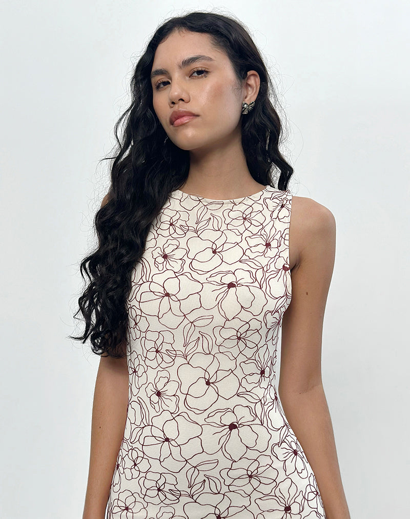 Hoover Maxi Dress in Line Flower Crème