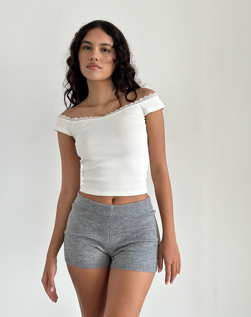 Husan hot pants in gebreid grijs