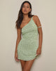 Afbeelding van Idarius One Shoulder Mini Dress in Stripe Textured Mesh Mint