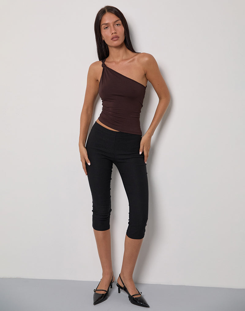 Idra Asymmetrische Top in Rayon Jersey Bittere Chocolade
