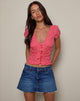 Afbeelding van Ilase Blouse met Ruches in Rood Gingham