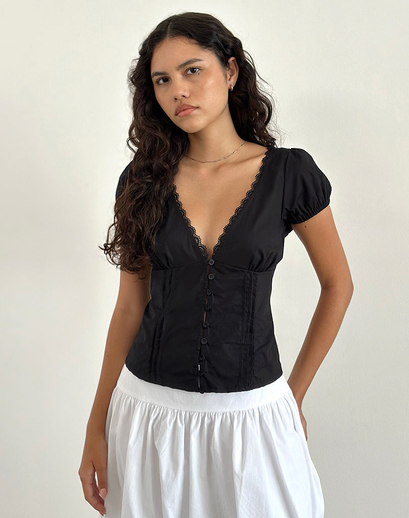 Afbeelding van Ilias Corset Top in Popeline Zwart