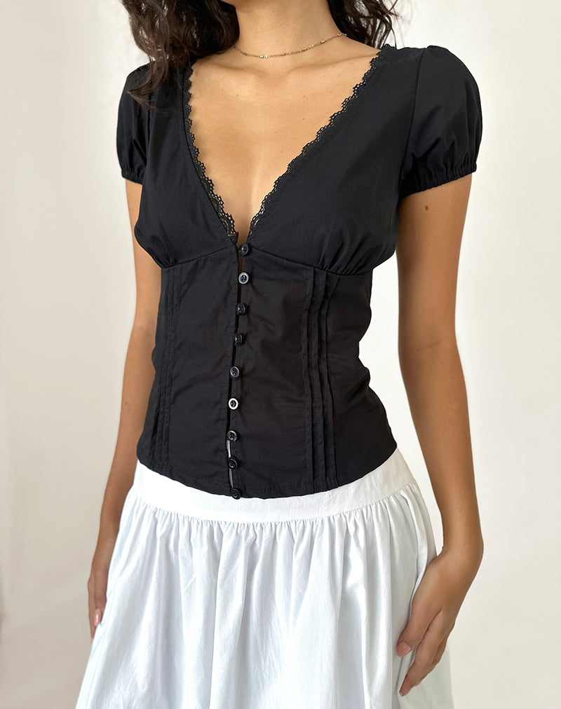 Afbeelding van Ilias Corset Top in Popeline Zwart