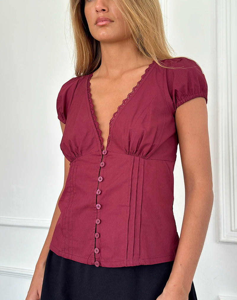 Afbeelding van Ilias Corset Top in Popeline Bourgondië