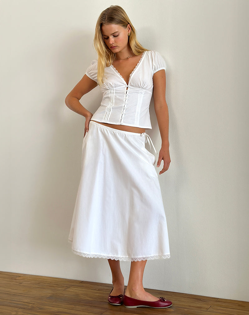 Ilias Corset Top in Popeline Wit