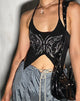 afbeelding van Buhal Crop Top in zwart vlinderdiamant