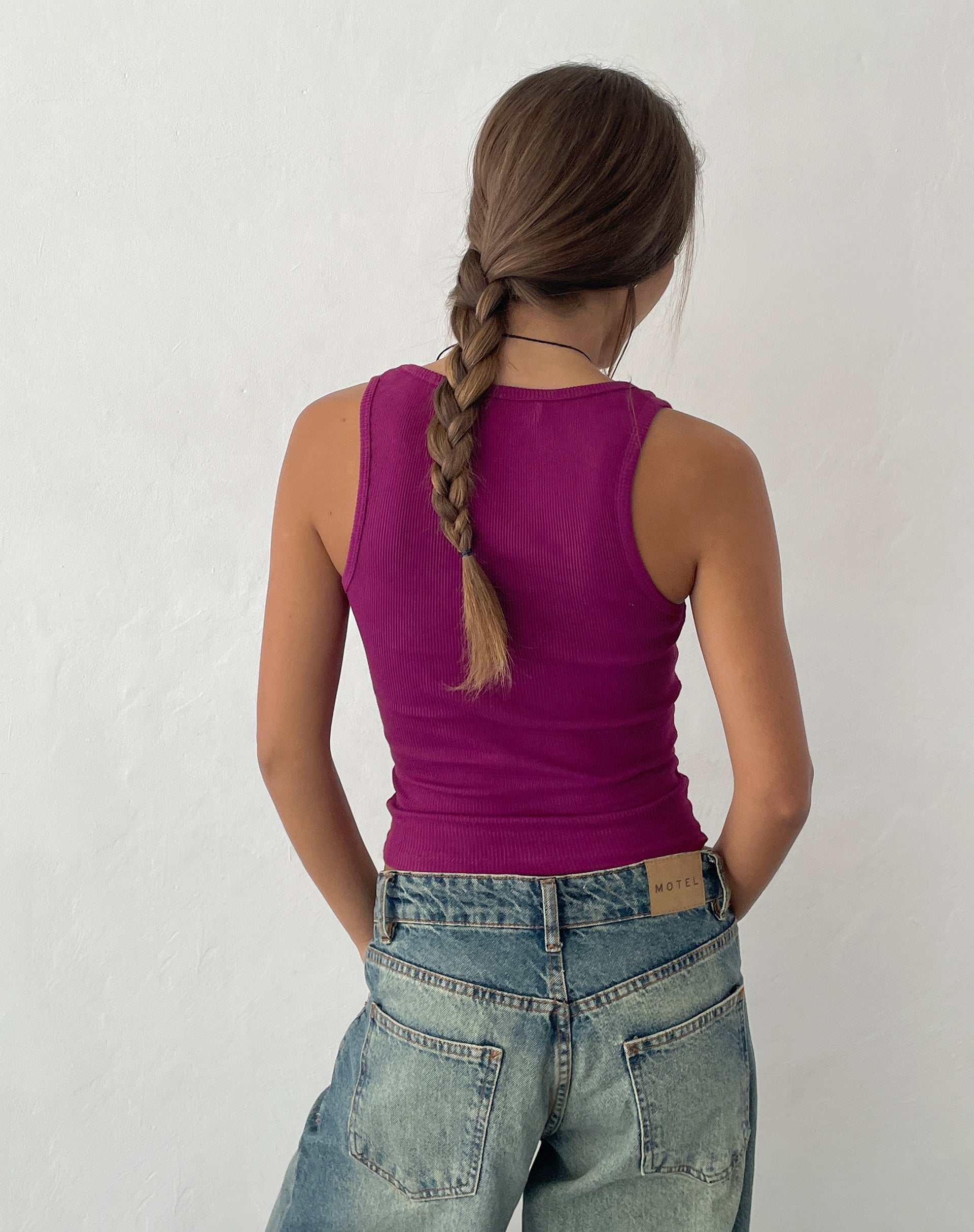 Afbeelding van Roxe Geribd Vest Top in Berry