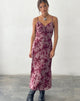 Afbeelding van Coya Maxi Dress in Mesh Maroon Blurred Flower