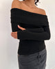 Afbeelding van Circe Off-Shoulder Gebreide Top met Lange Mouwen in Zwart