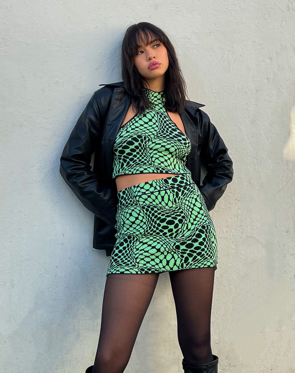Haru Mini Rok in Geo Polka Arcadian Groen
