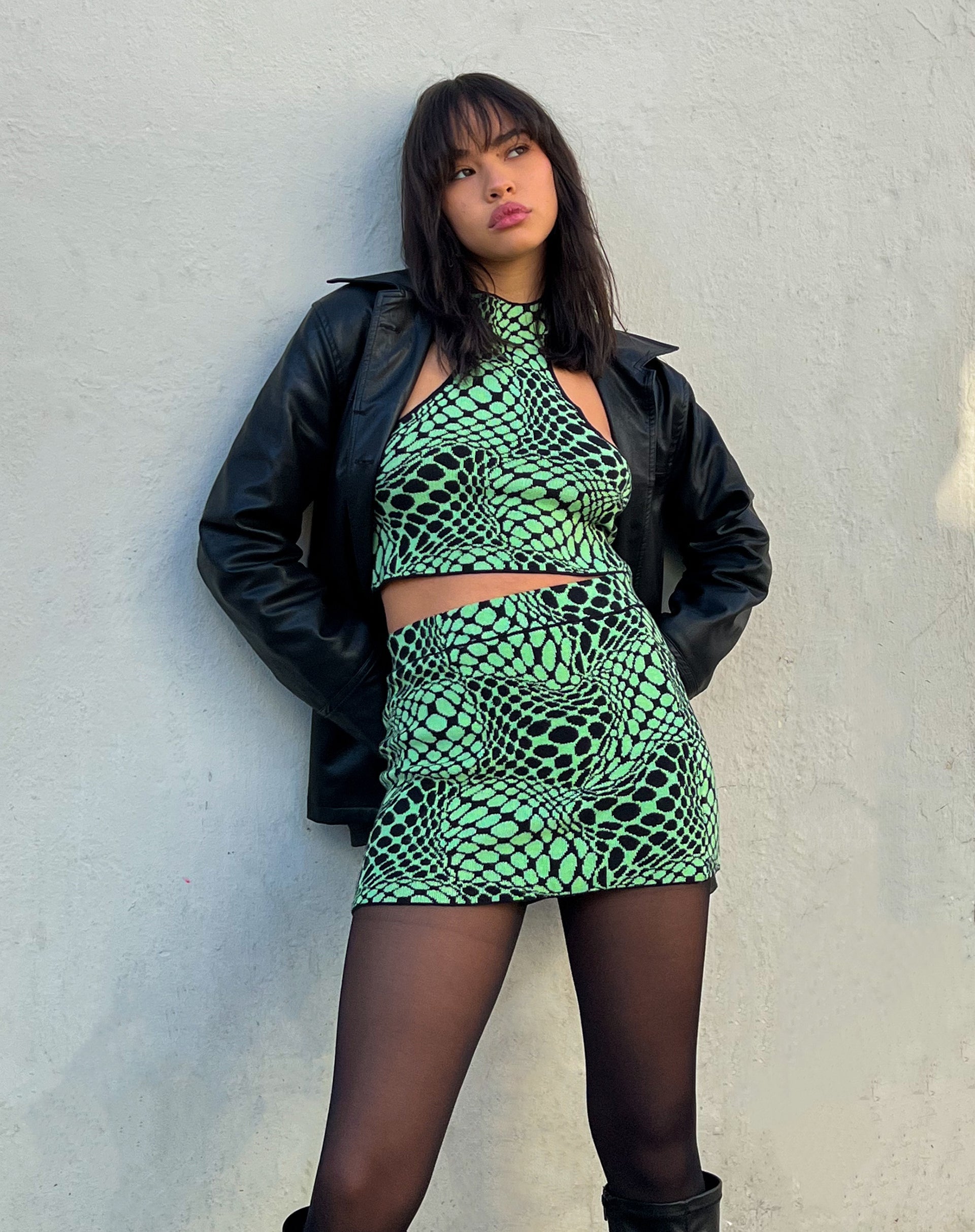 Afbeelding van Haru Mini Rok in Geo Polka Arcadian Groen