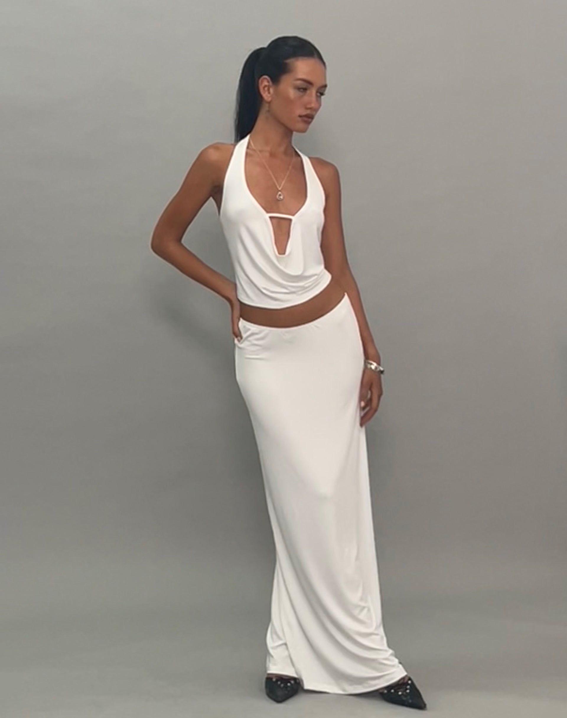 Afbeelding van Rim Jersey Maxi rok in Ivoor