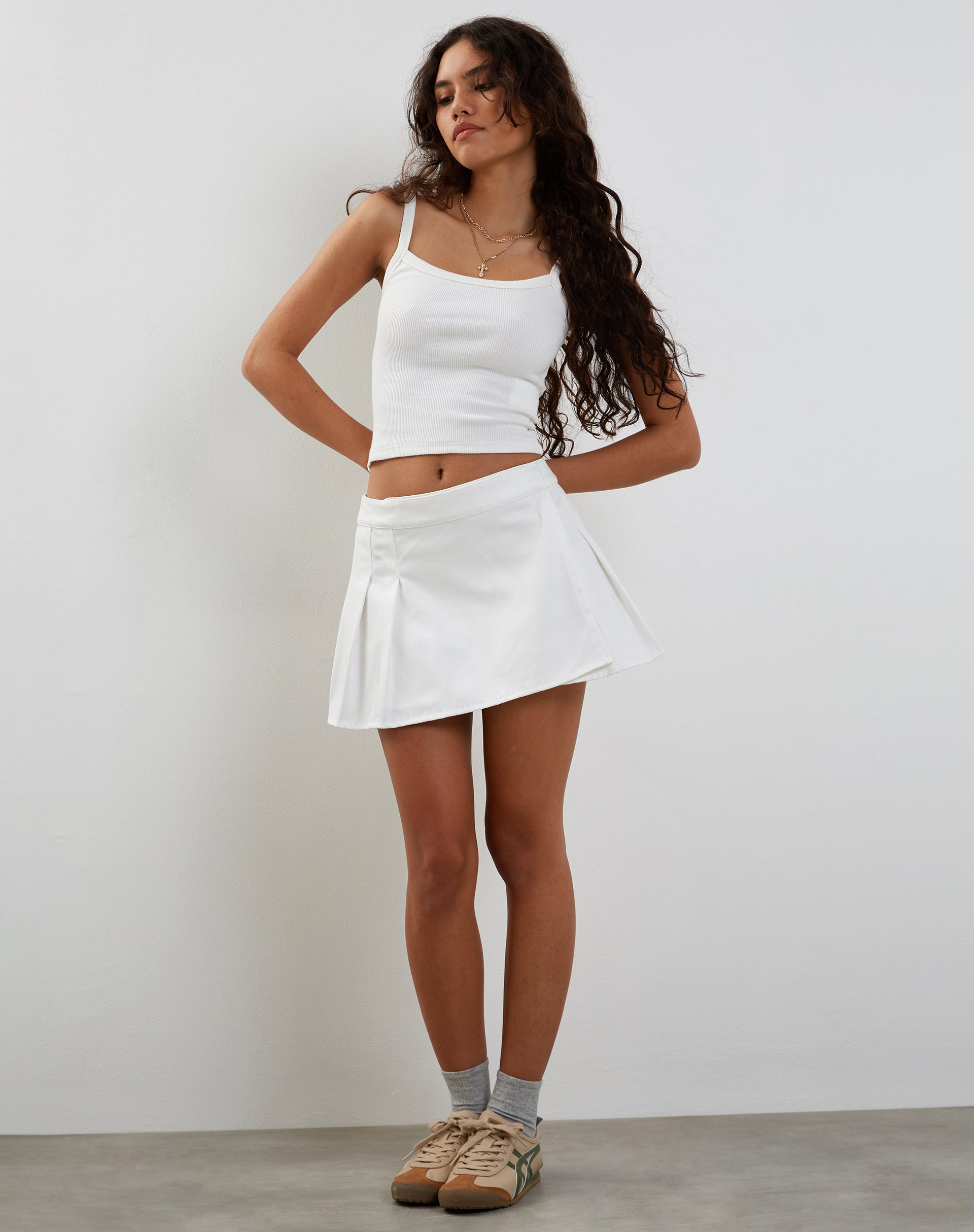 Afbeelding van Inica Geplooid Minirokje in Off White