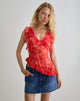 Afbeelding van Iravela Asym Top in Paisley Chiffon Rood