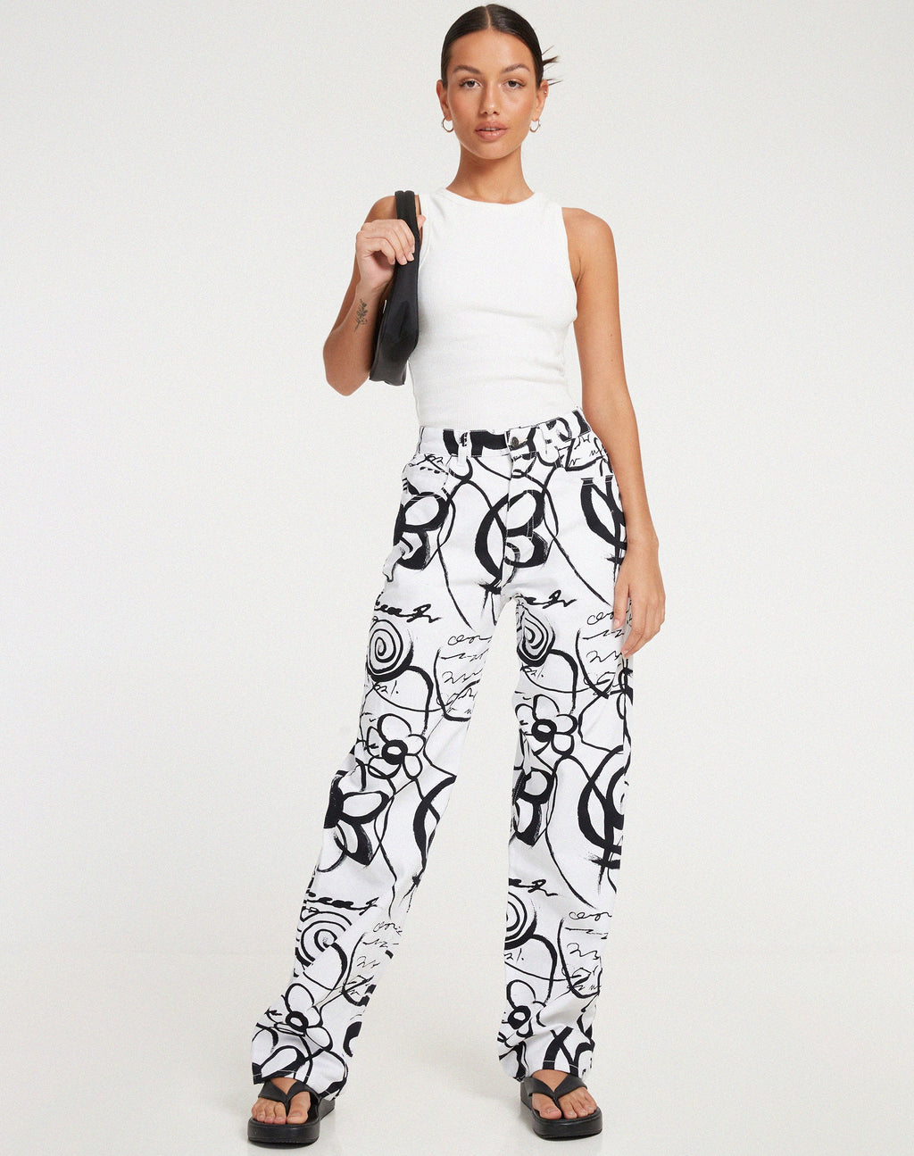 Parallel Jeans in Mono Doodle Zwart en Wit