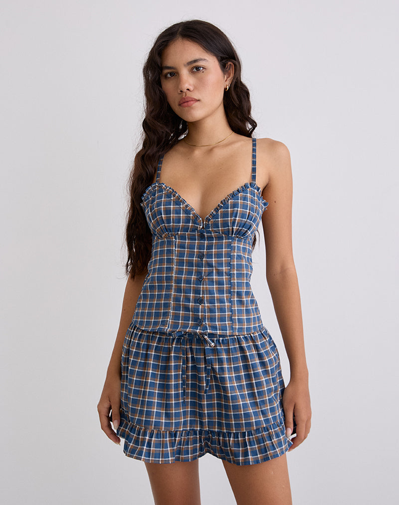 Afbeelding van Isamu Top in Medium Tartan Blauw
