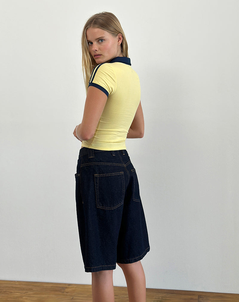 Afbeelding van Isda Top in Limonade met Navy Binding en M Emb