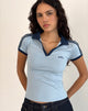 Afbeelding van Isda Top in Nantucket Blue met Navy Binding en M Borduring