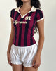Afbeelding van Isda Top in Plum, Navy en Stone Stripe met Olympics Slogan