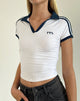 Afbeelding van Isda Top in Wit met Navy Binding en M Borduring