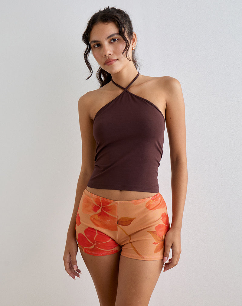 Afbeelding van Istora Short in aquarel Hibiscus Oranje