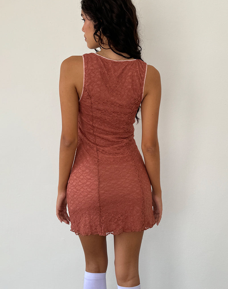 Afbeelding van Itzy Lace Mini Dress in Withered Rose
