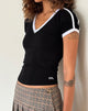 Afbeelding van Izolde Baby Tee in zwart met witte bies en M borduursel